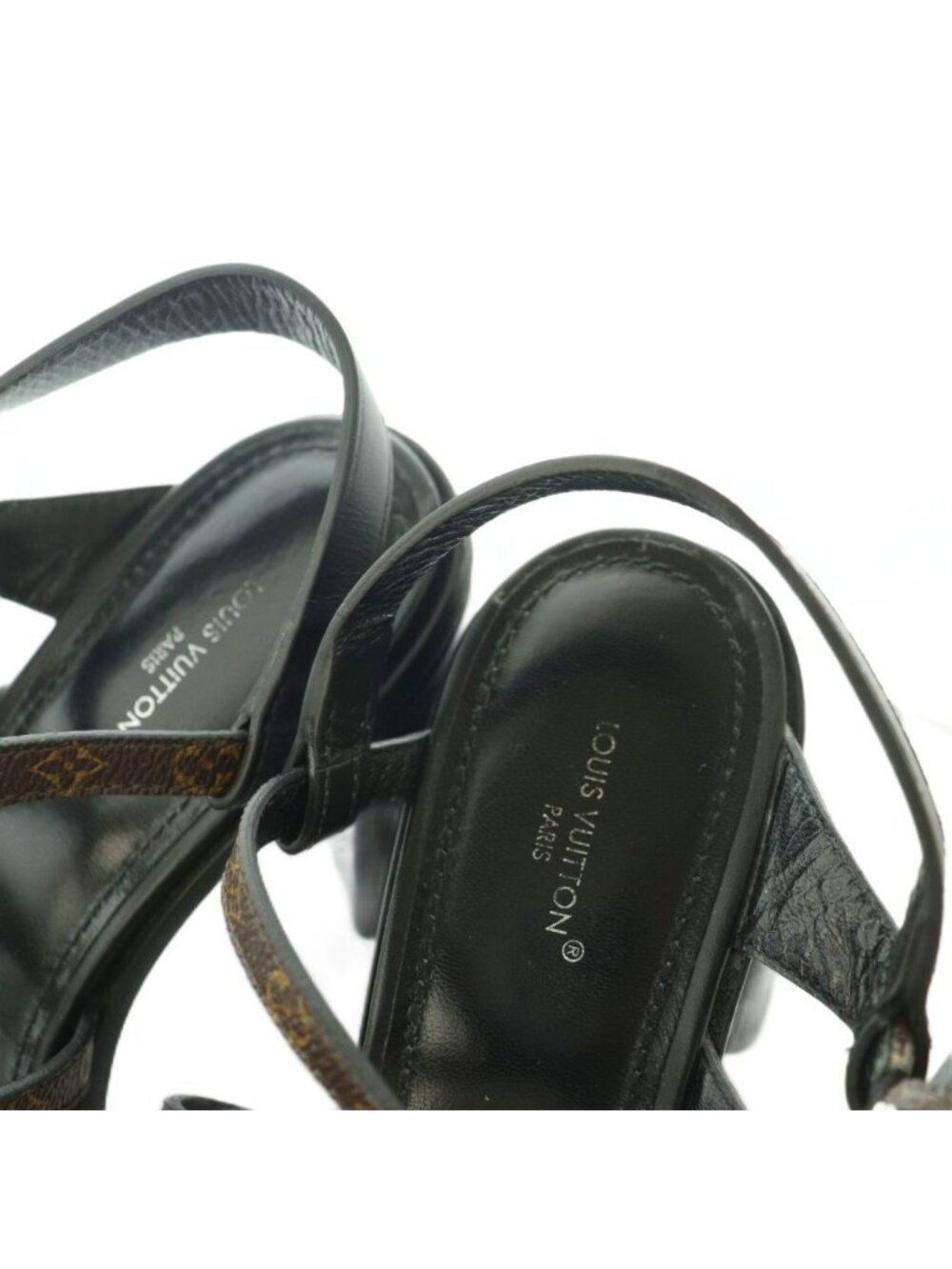 Louis Vuitton Berlin Sandal Monogram Canvas Strap Square Toe Chunky Heels Logo - Picture 5 of 8
